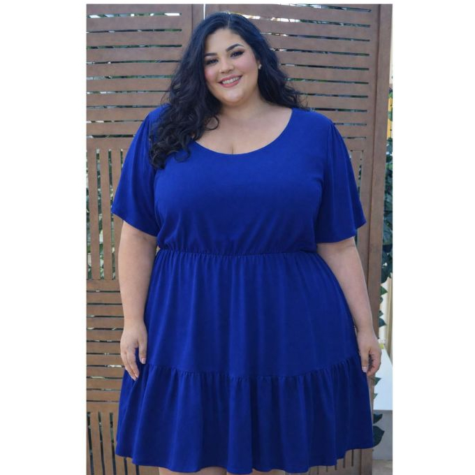 Vestido Plus Size Moda Evangélica manga fler com Elástico Estampado Crepe Duna  Veste g44,46,48,50 em Oferta na Shopee