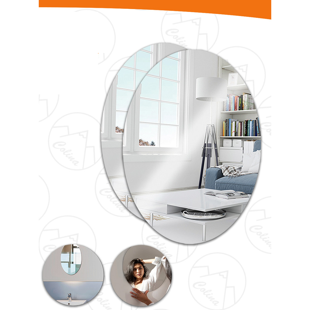 Kit 1 a 2 Espelho Placa 50x35 Adesivo Acrílico Oval Decorativo Quarto Sala Banheiro Envio Imediato