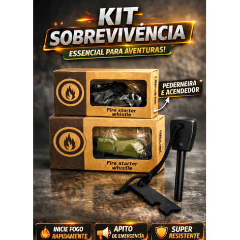 Pederneira De Magnésio Camping Pesca Com Abridor Acendedor De Fogo kit sobrevivencia