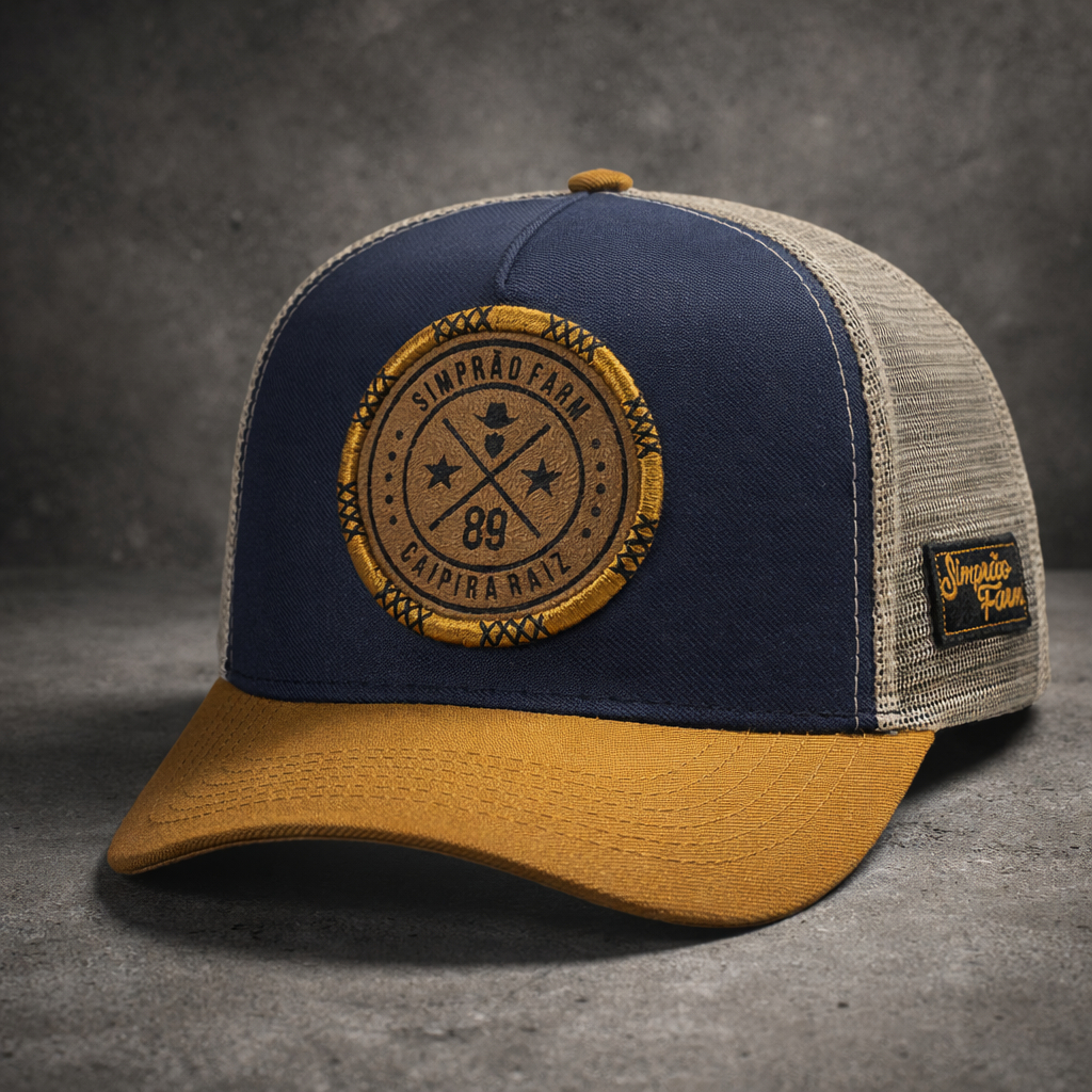 Boné Country Simprão Farm Aba Curvada Trucker Masculino Caipira Raiz Boiadeiro Premium em Oferta na Shopee