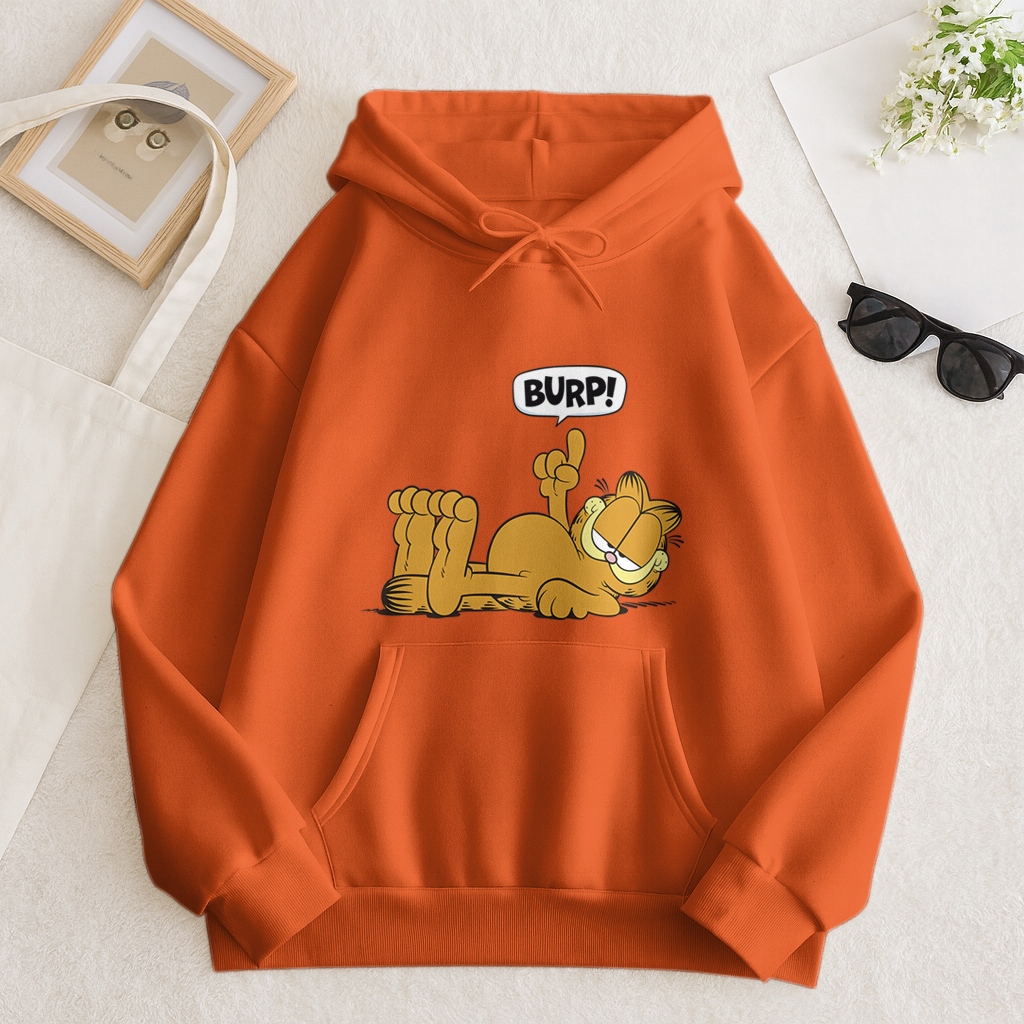 Blusa De Frio Moletom Canguru Estampado Com Garfield Deitado Burp Desenho Animado Para O Frio em Oferta na Shopee