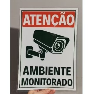 Placa Informativa Ambiente Monitorado 24h | Plastificada Poleseal