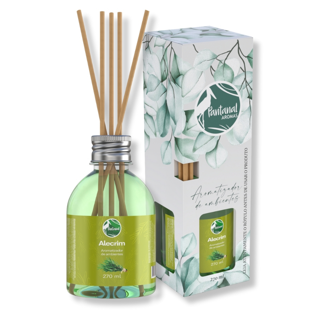 Aromatizador de Ambientes Pantanal Aromas Alecrim 270ml Difusor Fragrância Aroma Casa Home Perfume