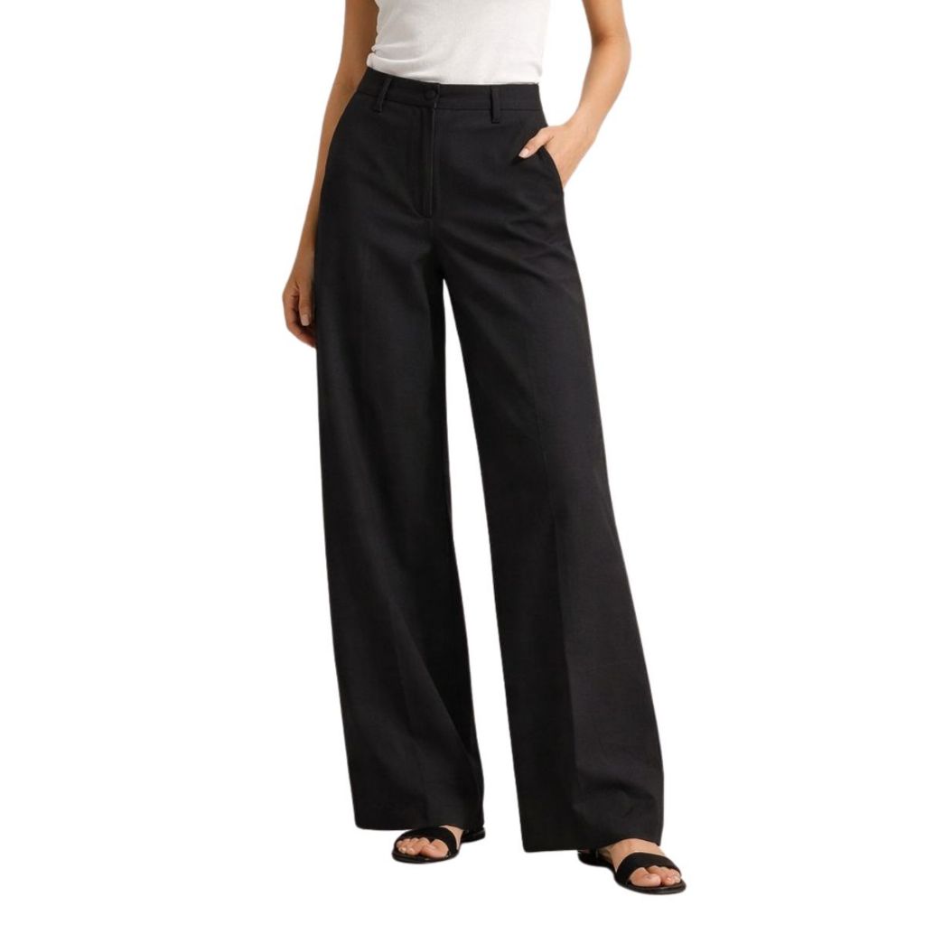 Calça Social Alfaiataria Cintura Alta Wide leg com Bolso Feminina Pantalona Elegante Blogueira Plus Size