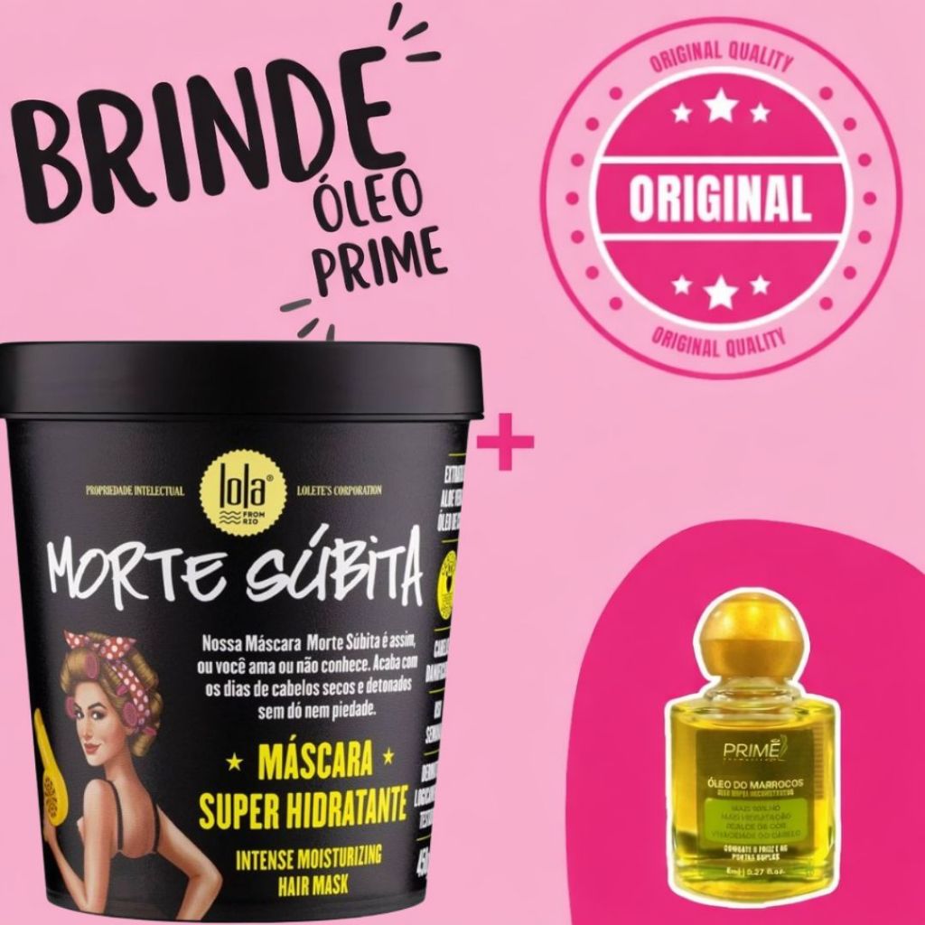 Máscara Tratamento Morte Subita 450g - Lola  Cosmetics + BRINDE ÓLEO DE MARROCOS PRIME em Oferta na Shopee