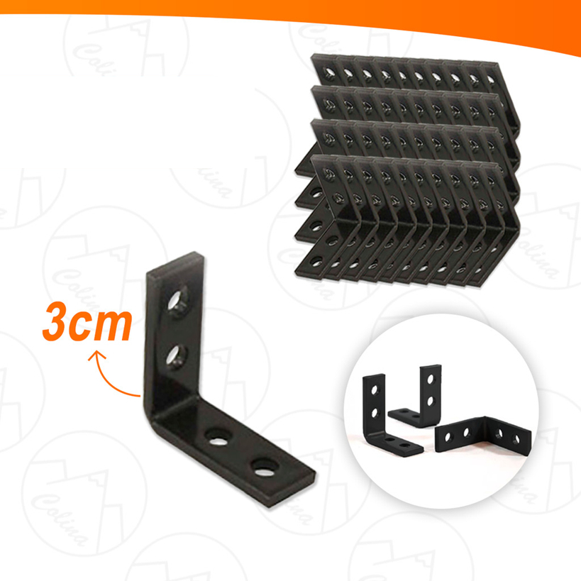 Kit 10 a 40 Cantoneiras Mão Francesa Para Moveis 3x3cm - Preto em Oferta na Shopee