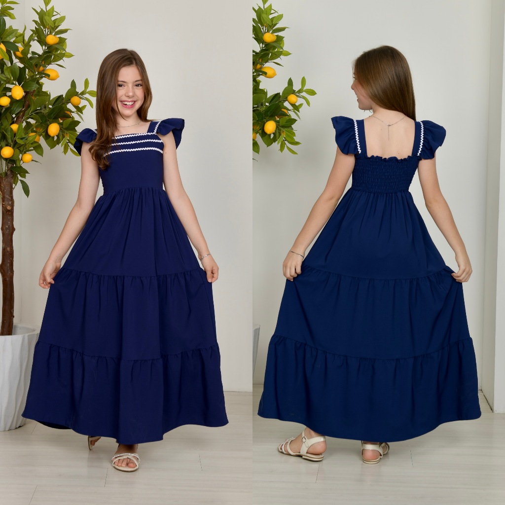 VESTIDO LONGO SIANINHA PARA MENINAS FEMININO em Oferta na Shopee