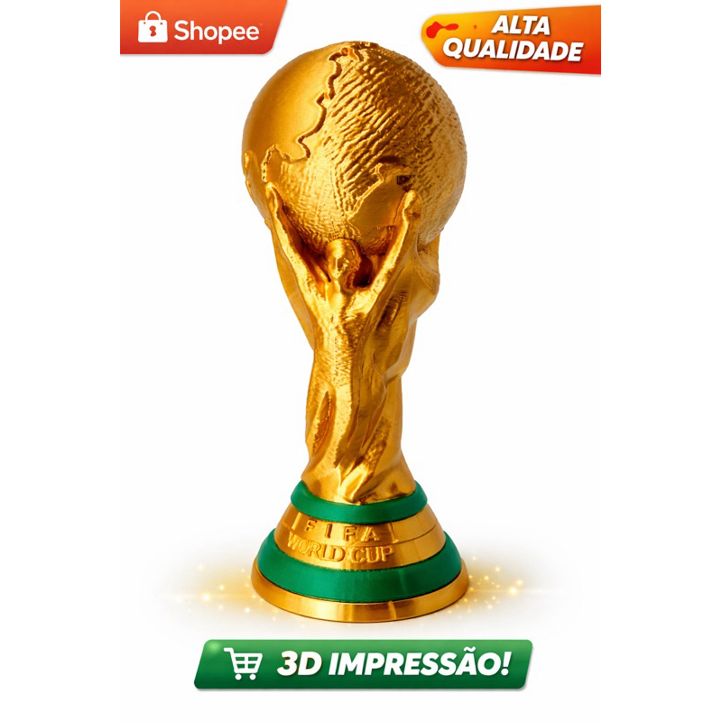 Réplica Taça Copa do Mundo FIFA 18cm – Impressão 3D • Decoração Futebol • Presente Criativo