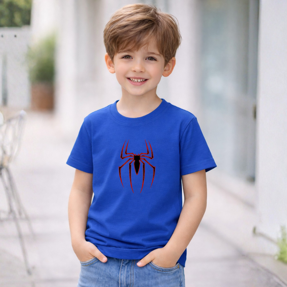Camiseta Infantil Personagem Herói Aranha Estampa Menino 100% Algodão Confortável Tecido Macio