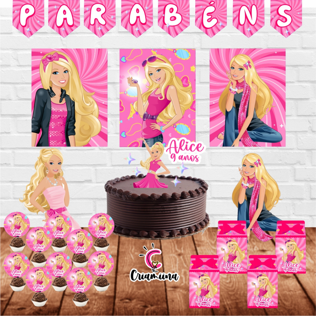 Kit so um bolinho Barbie Personalizado/ Festa Infantil/ Aniversario/ Lembrancinha para festa/ Festa Menina