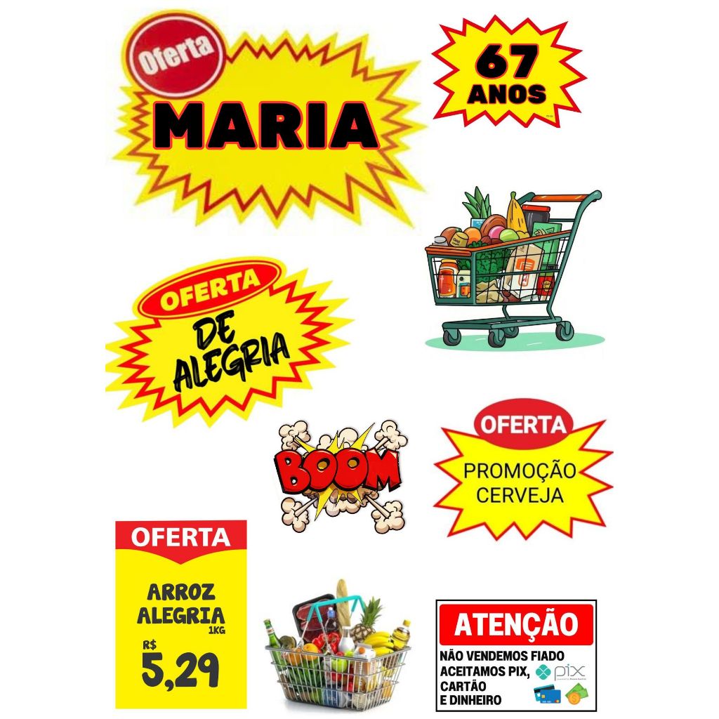 TOPPER ( Topo de bolo SUPER MERCADO personalizado para festa )