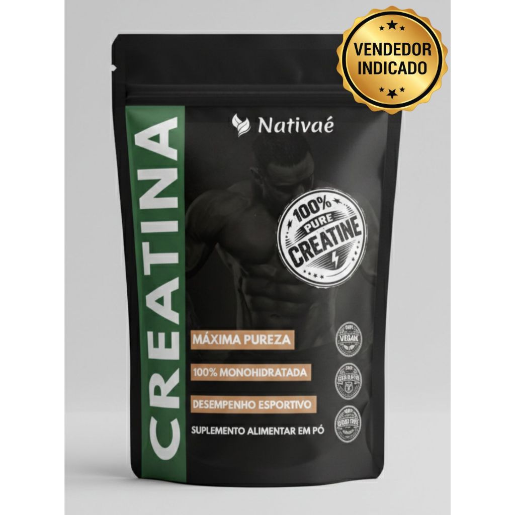 Creatina Monohidratada 100% PURA Nativaé - FORÇA E GANHO DE MASSA -  150g, 300g, 500g - Vegana e Sem Glúten