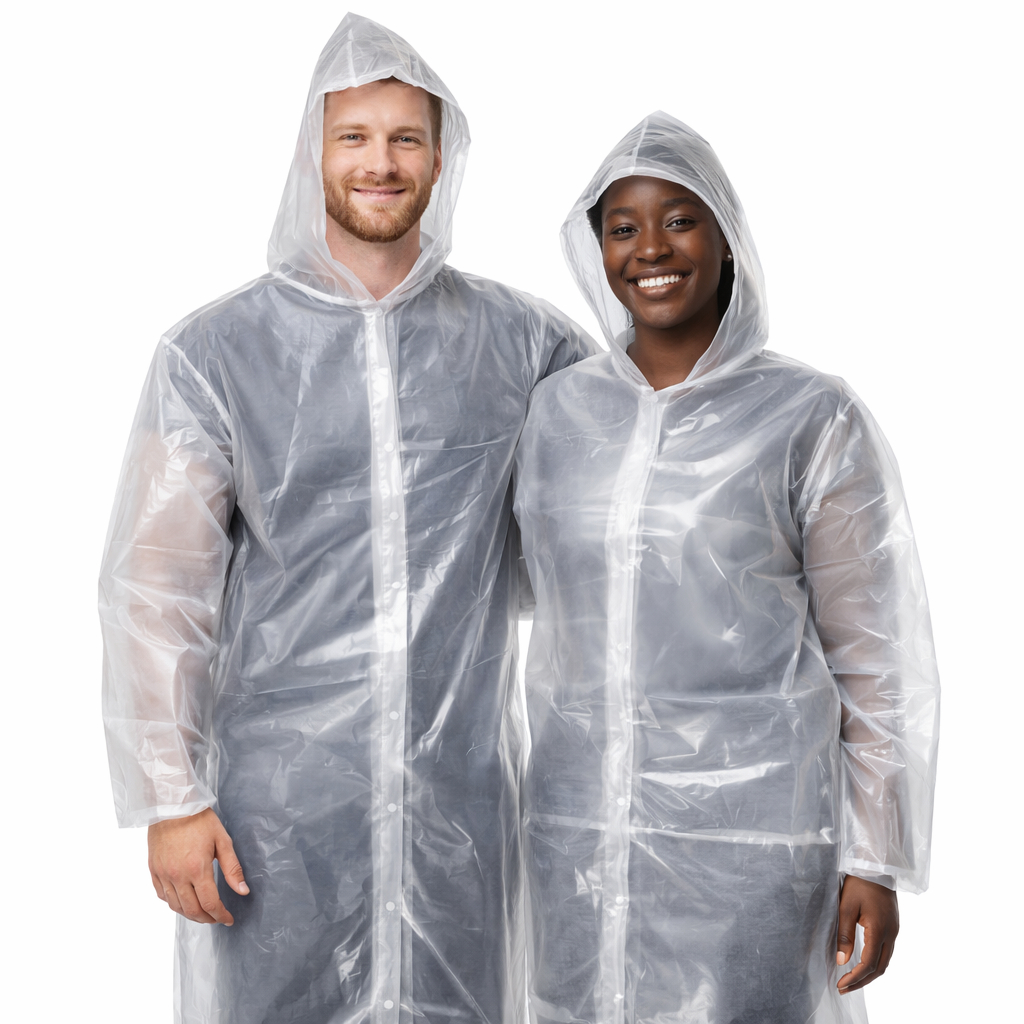 Capa de Chuva Impermeável Com Capuz Luxo PVC Laminado Incolor Transparente Resistente Água EPI c/ CA em Oferta na Shopee