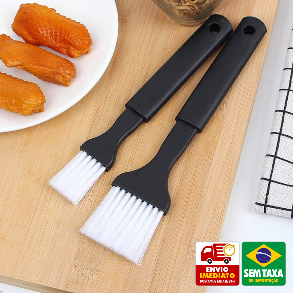 Pincel para Churrasco e Cozinha Kit 2 Unidades Nylon Resistente 19cm 21cm