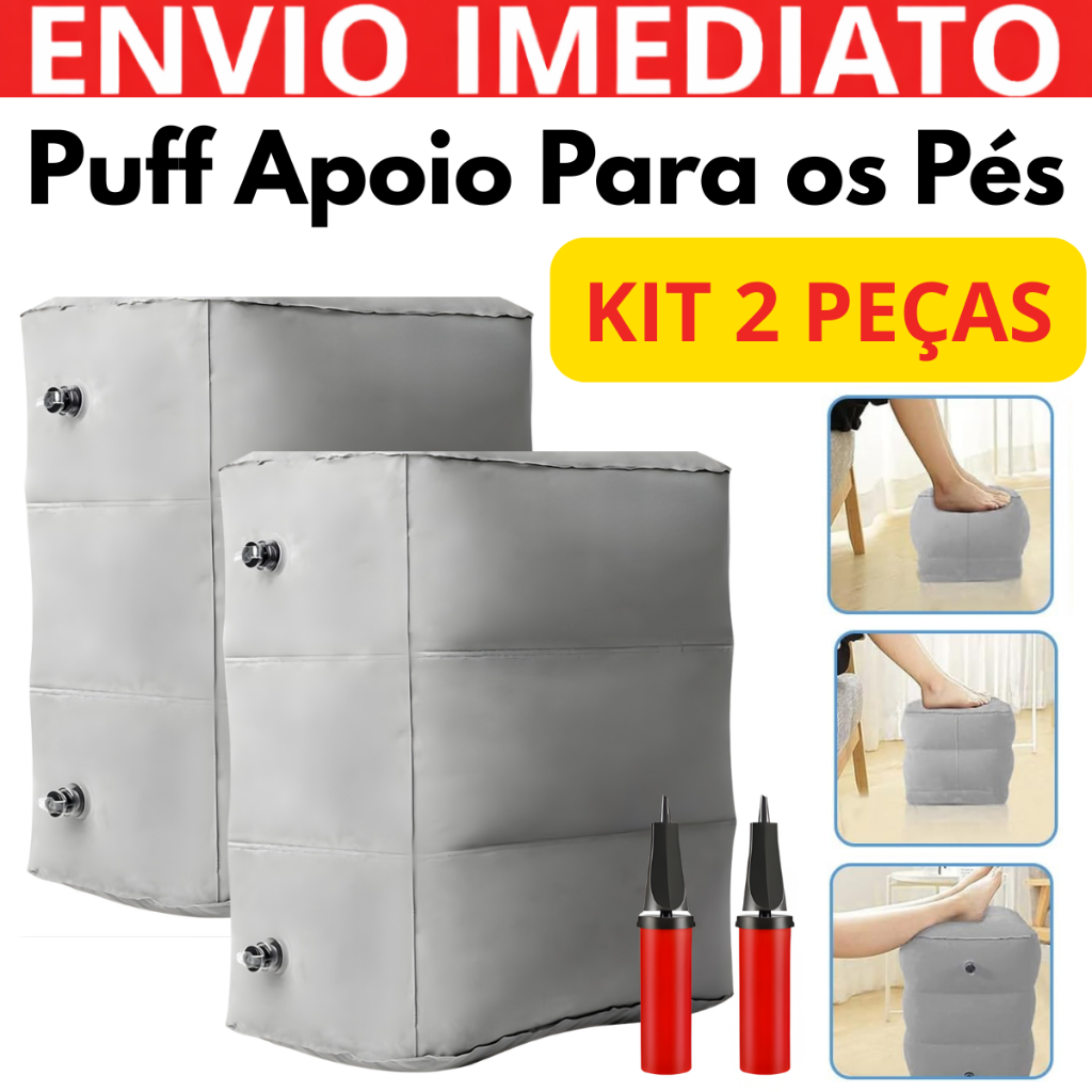 Almofada Apoio Para os Pés Puff Inflável Crianças Portátil Viagem Avião Carro Trem Kit 2 Unidades em Oferta na Shopee