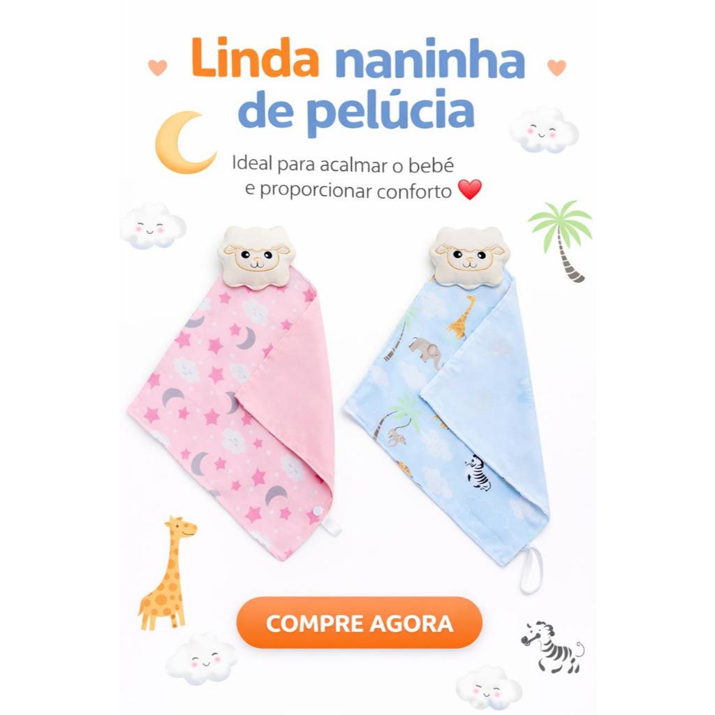 Naninha Com Prendedor de Chupeta Menina Bichinhos para Bebê