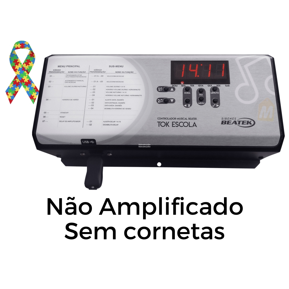 Kit 5 Sirene Musical Tok Escola Inclusiva Plus Sem Corneta Cinza