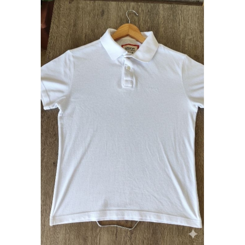 Camisa Polo Feminina Branca em Piquet - Algodão Premium Tam M Usina