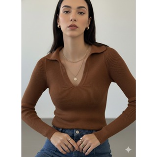 BLUSA FEMININA TRICOT MODAL POLO MANGA LONGA COMPRIDA FRIO ROUPA ESTILOSA INVERNO 2026 em Oferta na Shopee