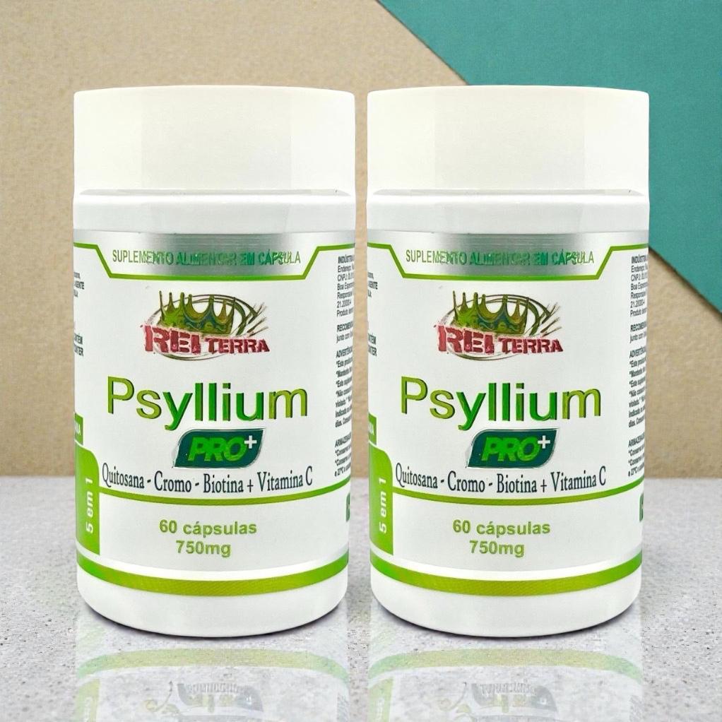 Kit 2 Psyllium Pro Mais Psyllium + Quitosana + Cromo + Biotina + Vitamina C 120 Cápsulas - Rei Terra