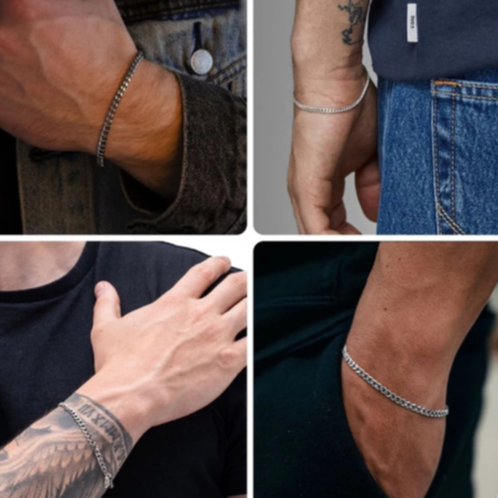 Pulseira Masculina de Corrente Grumet 3mm cor Prata Aço Inox 316l Não Enferruja Ajustável Bracelete Pode Molhar moda