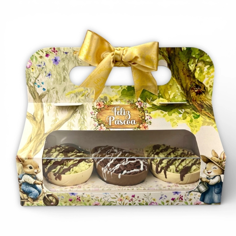 10 Maletinhas para 3 Ovos de Colher de 50g - Coleção Páscoa da Colheita--Presente. em Oferta na Shopee