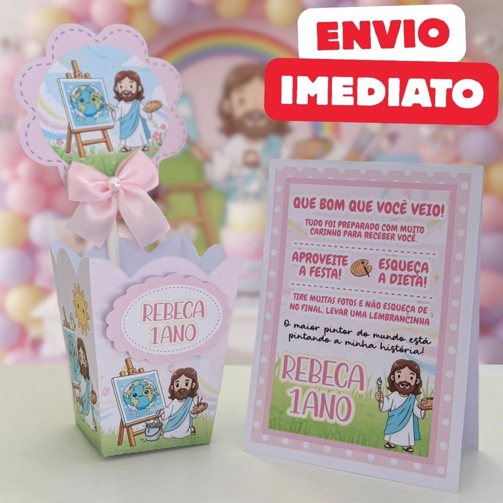 ENVIO RÁPIDO Kit Centro de mesa O Maior Pintor do Mundo rosa Jesus | Personalizado | Enfeite Cachepô em Oferta na Shopee