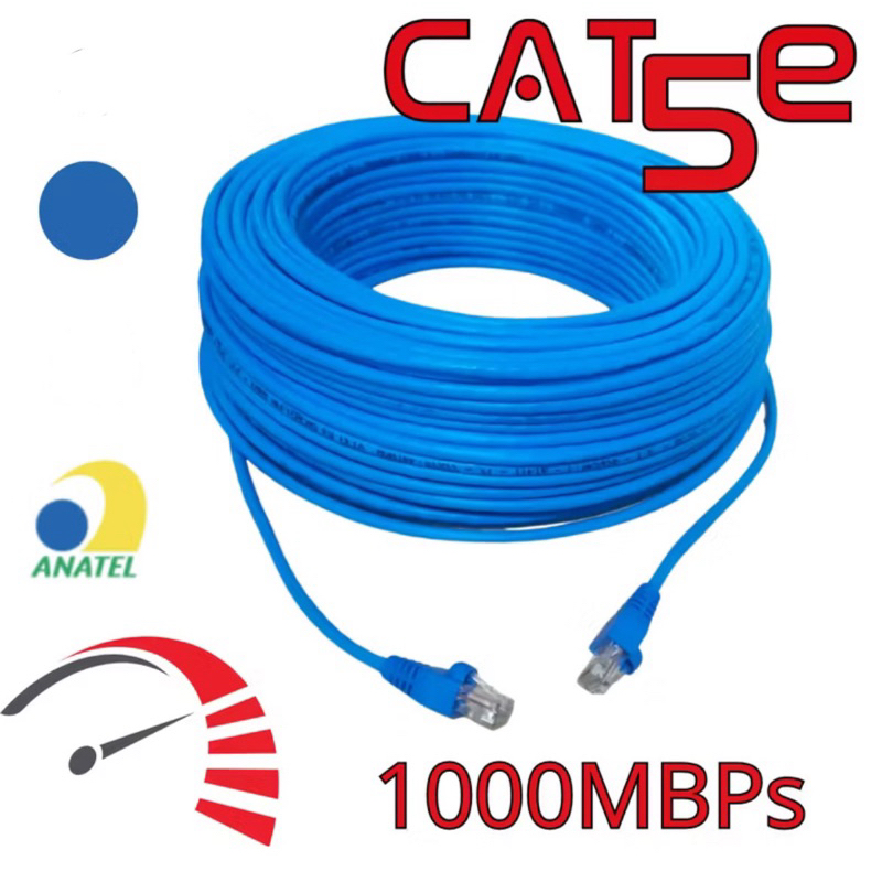 Cabo de Rede CAT5E Montado 1/3/5/10/15/20 Metros RJ45 Alta Velocidade Homologação Anatel em Oferta na Shopee