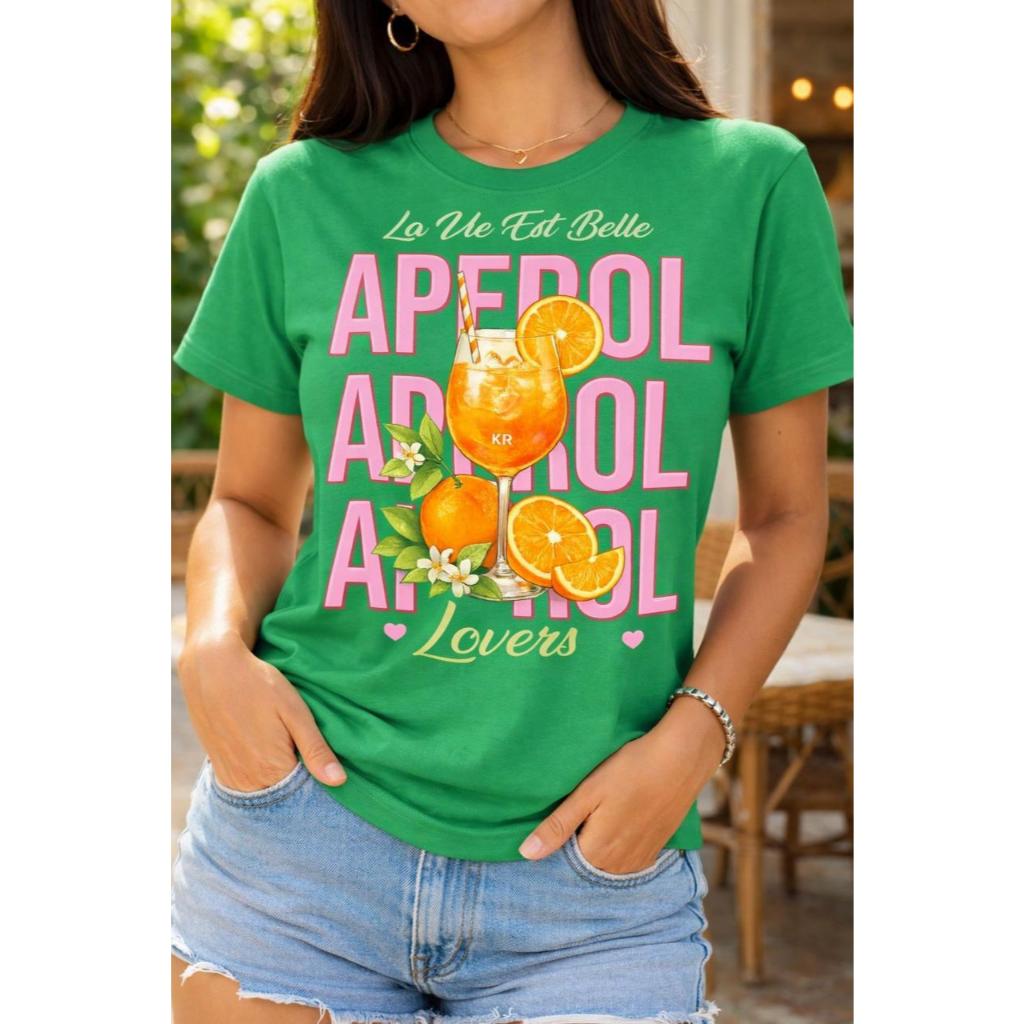 Camiseta Feminina Aperol Estampada Lançamento Confortável Estilosa ideal para Todas