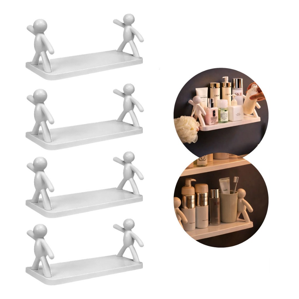 Kit 4 Prateleiras Boneco Multifuncional Casa Banheiro Quarto