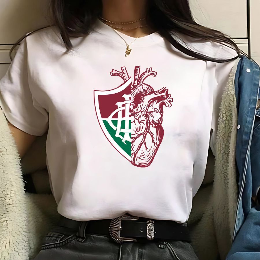 Camisa Do Fluminense Coraçao Flu Camiseta Do Nense Feminina