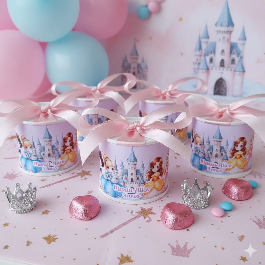 Tubolata Personalizada Lembrancinha Aniversário Infantil | Tema Menina | Tema  PRINCESAS CUTE