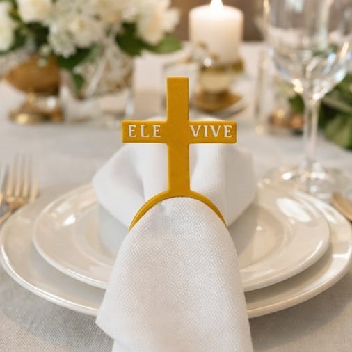 Kit 6 unidades Anel Porta Guardanapo ELE VIVE - Mesa Posta Páscoa Cristã - Ideal para vangelizar em Oferta na Shopee