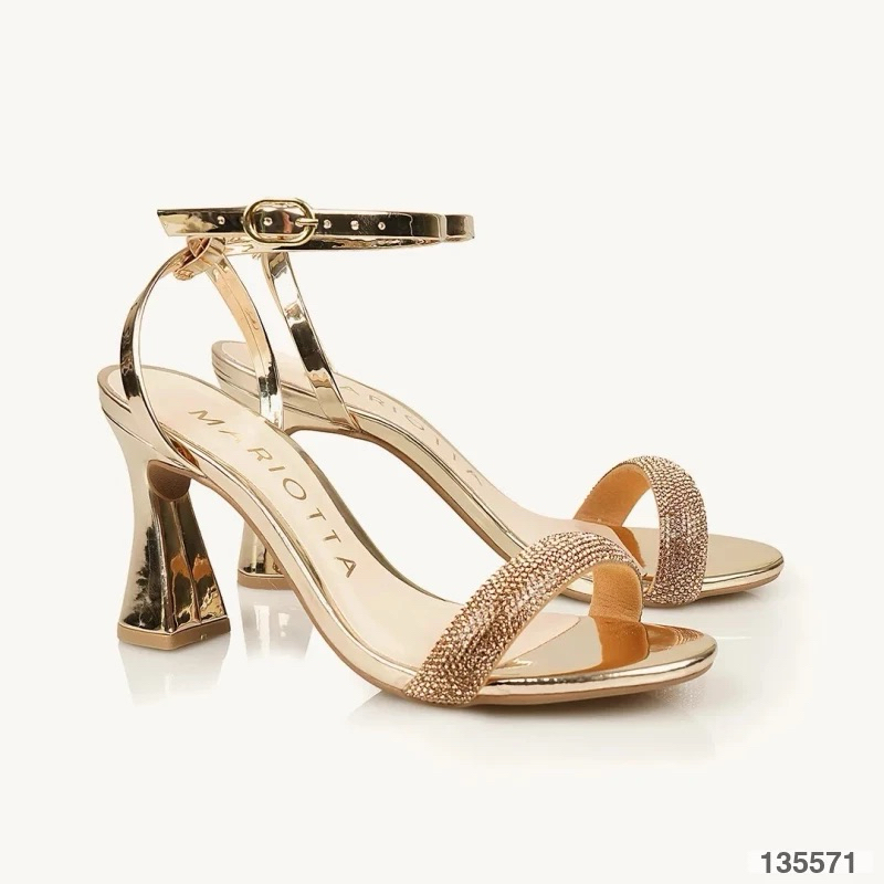 Sandália Feminina Mariotta Salto Taça Alto com Tira de Strass Brilhante para Festa em Oferta na Shopee