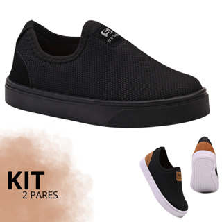 Kit Tênis Escolar Infantil Masculino Menino Sem Cadarço Calce Fácil Confortável em Oferta na Shopee