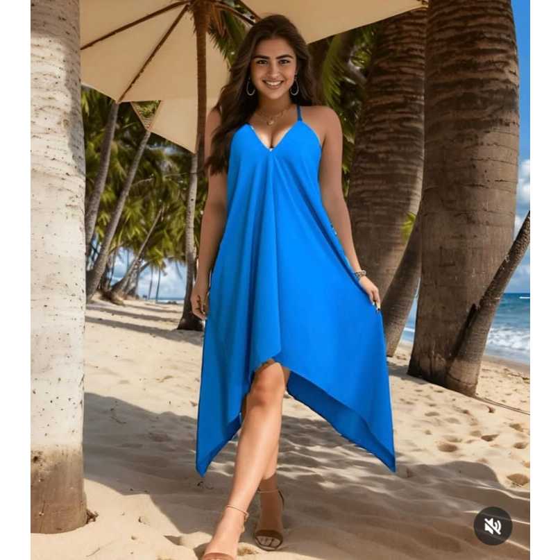 Vestido Feminino Envelope soltinho Verão / Sem Bojo Com Várias Formas de Amarração