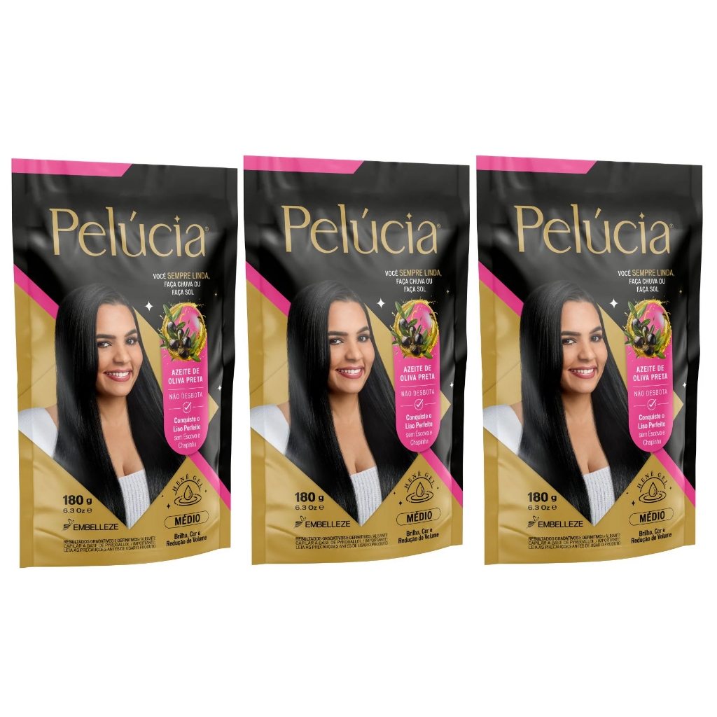 Kit Alisante Henê Gel Pelúcia Médio Pouch 180g Embelleze - 3 Unidades em Oferta na Shopee
