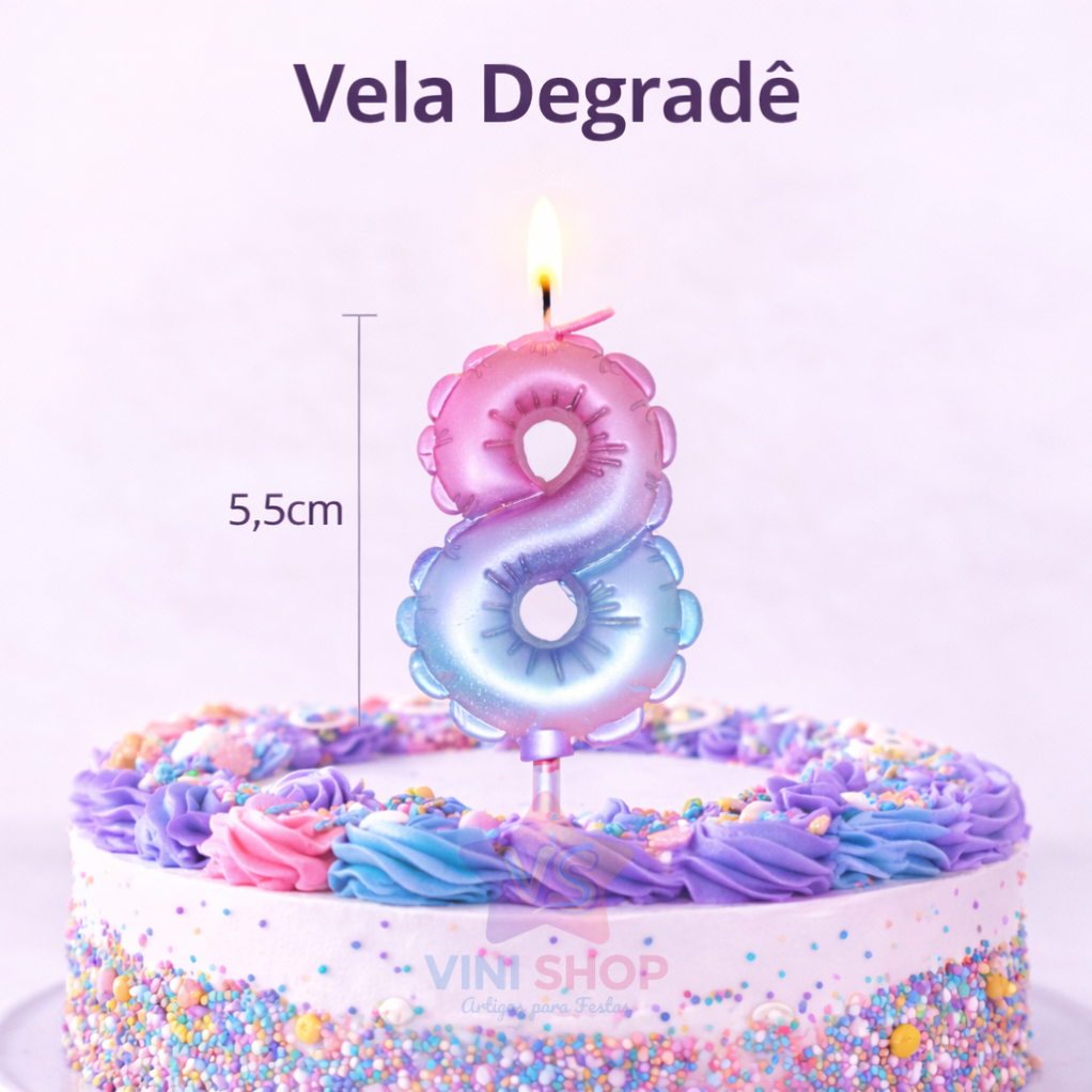 Vela de Aniversario Renda Gradiente Rosa 0-9 Vela Decorativa Para Bolo em Oferta na Shopee