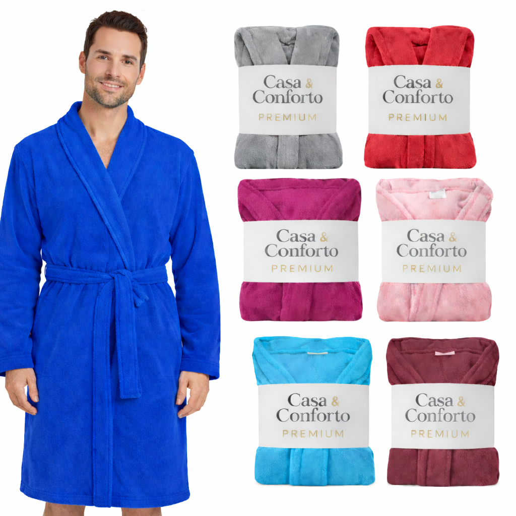 Roupão De Banho Microfibra Macio Aveludado Adulto Masculino Inverno M G
