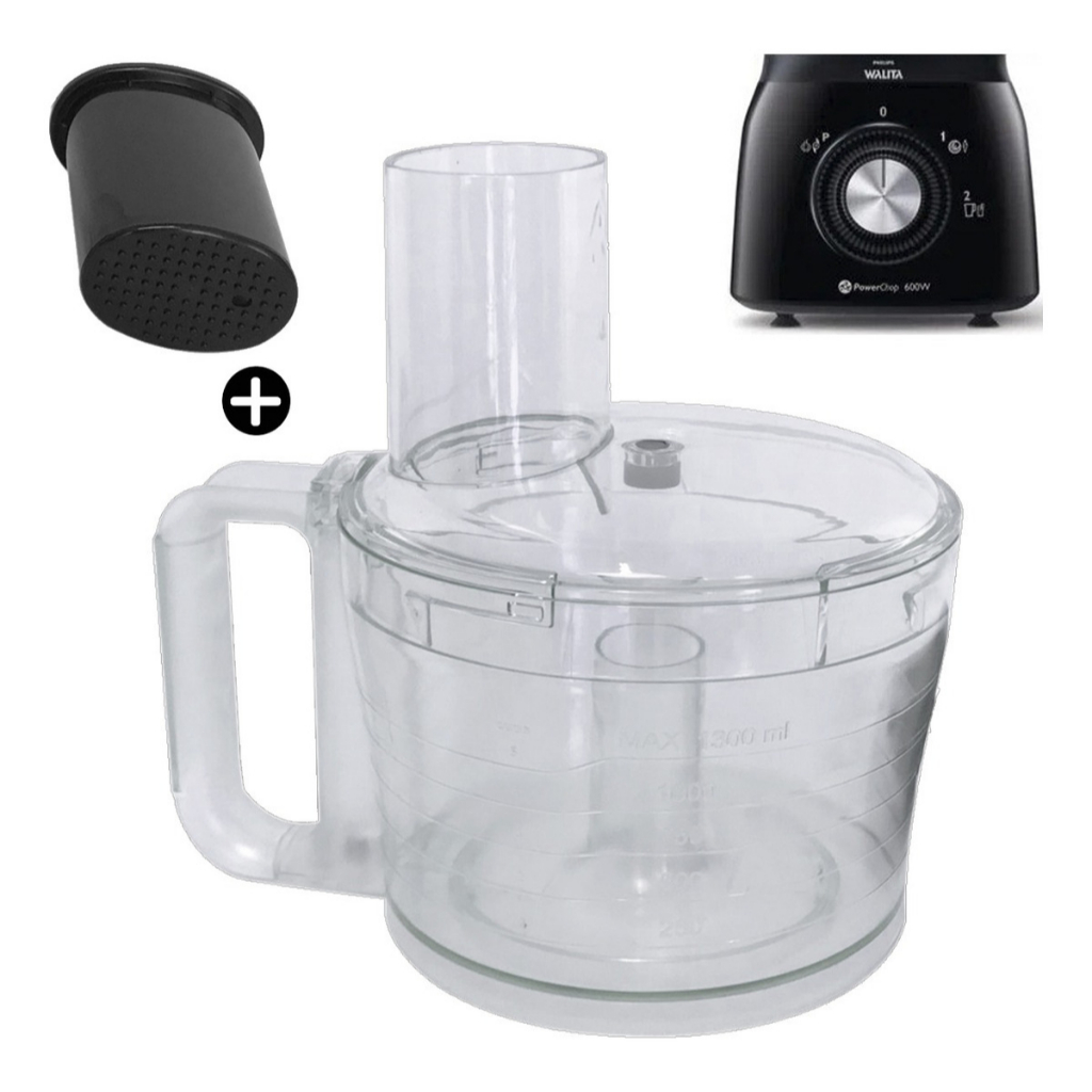 Jarra + Tampa Serve Para Multiprocessador Walita Power Chop 600/750w RI7630 / RI7631 / RI7632 / RI7636 Jarra + Tampa Serve Para Multiprocessador Walita Power Chop 600/750w RI7630 / RI7631 / RI7632 / RI7636