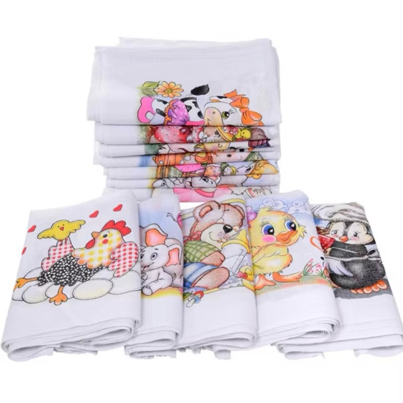 kit 5 Panos De Prato Estampado Com Bainha 100% Algodão Peças Variadas