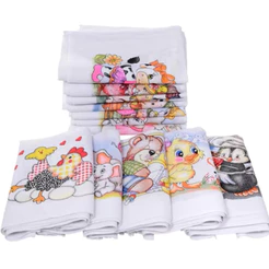 kit 5 Panos De Prato Estampado Com Bainha 100% Algodão Peças Variadas