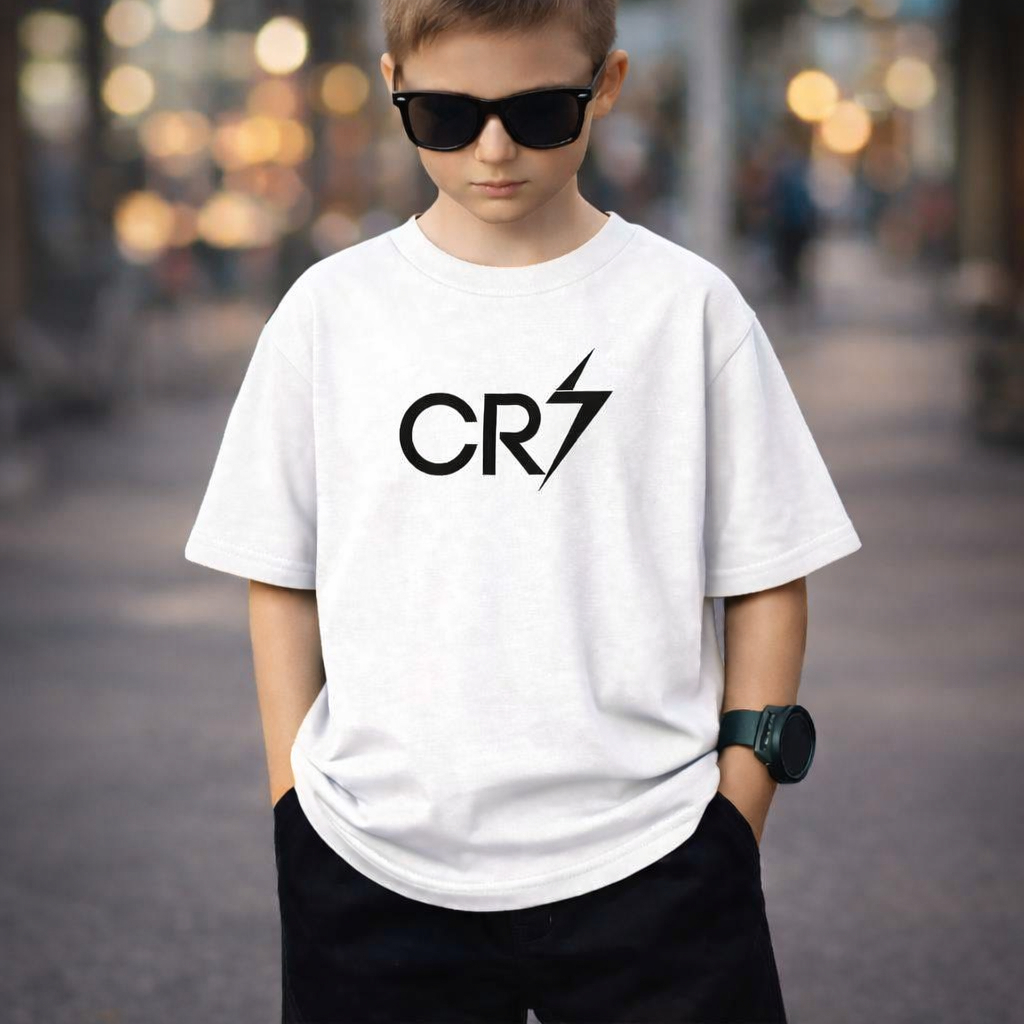 Camisa Simples Infantil Juvenil CR7 Cristiano Ronaldo Futebol Camiseta Casual Para Crianças
