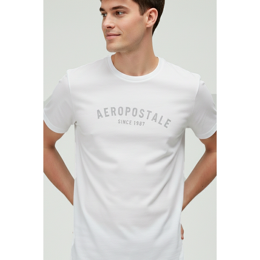 Camiseta Branca Manga Curta Masculina Silkada Aéropostale