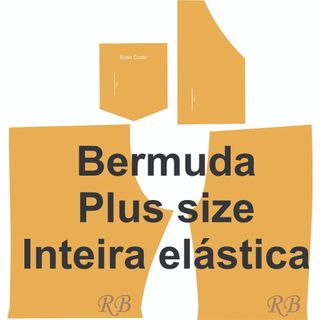 Molde de Bermuda Plus Size, modelagem de bermuda Plus Size, com o cós inteiro elástico em papel semi Kraft