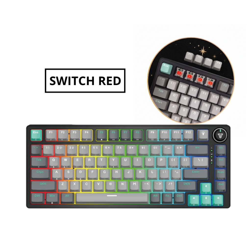 Teclado Mecânico ATOM PRO83 MERCURY Black (red switch)