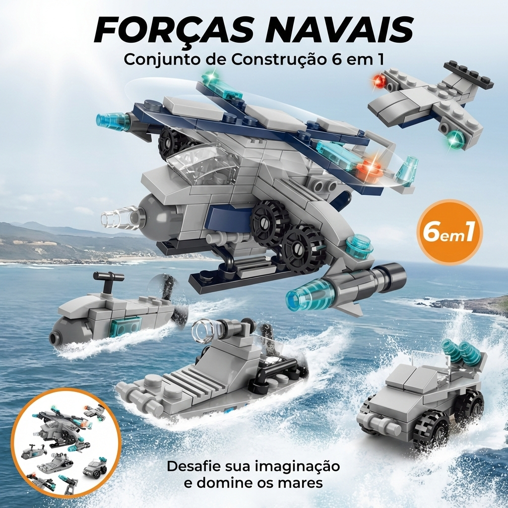 🎁 Kit Blocos de Montar 6em1 Miniatura Veículos Brinquedo Educativo Colecionável Frete Grátis BR