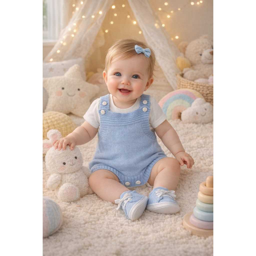 Jardineira De Bebê Romper Tricot Macacão Maternidade