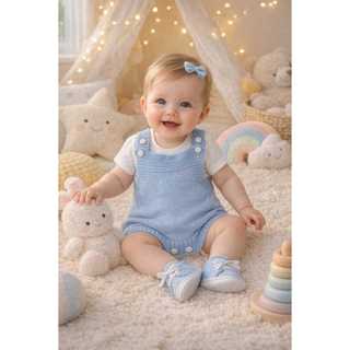Jardineira De Bebê Romper Tricot Macacão Maternidade