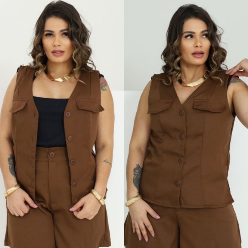 Conjunto Alfaiataria Premium Colete Regata + Short, Elegante, Caimento Perfeito e Super Confortável  44 46